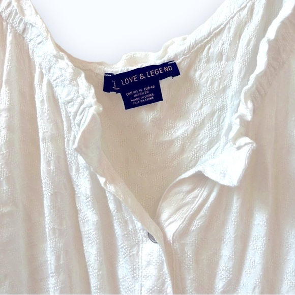 ADDITION ELLE - Off The Shoulder, Cold Shoulder, Button-Up White Ruffle Blouse - Picture 6 of 8